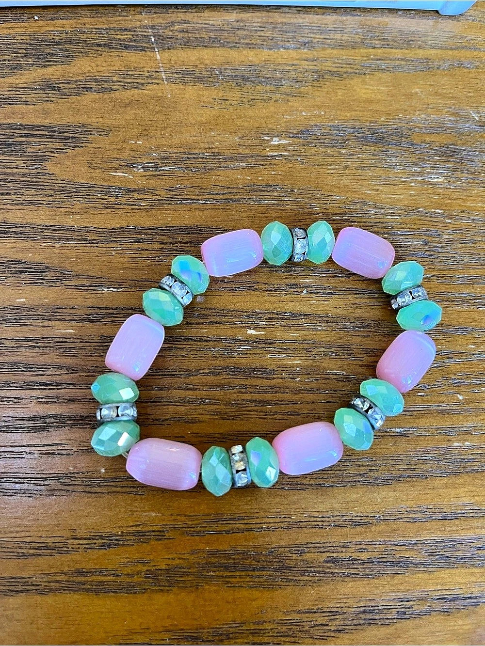 Beaded Bracelet in Pink & Green